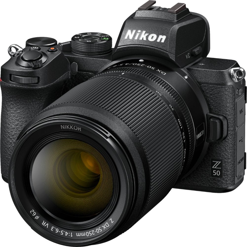 Nikon Z50 Mirrorless Camera Two Lens Kit with Nikkor Z DX 16-50mm f/3.5-6.3 VR and Nikkor Z DX 50-250mm f/4.5-6.3 VR Lenses - Black