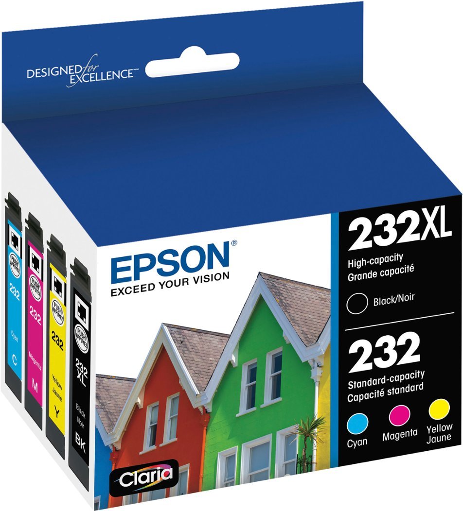 Epson 232 Claria (4 Pack) Combo High Yield Ink Cartridge - Black/Cyan/Magenta/Yellow