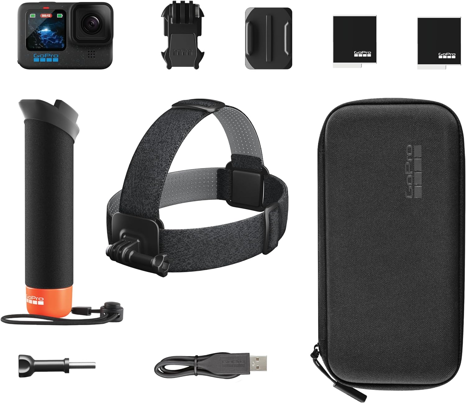 GoPro HERO12 Black + Accessories Bundle (Includes Handler + Head Strap 2.0 + Enduro Battery + Carrying Case)