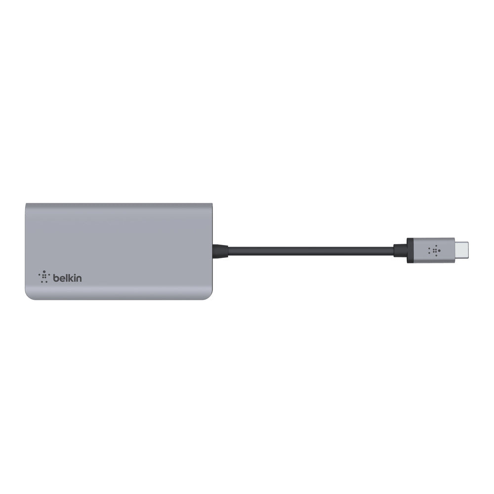 BELKIN Connect USB-C 4-in-1 Multiport Hub - HDMI 4K video resolution, 100W USB-C PD 3.0, 2x USB-A 3.0, 5 Gbps Bandwidth - Gray