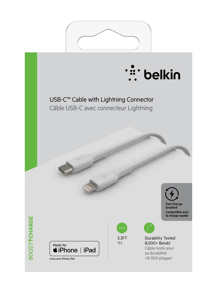 BELKIN BoostCharge USB-C Cable with Lightning Connector 1Meter - White