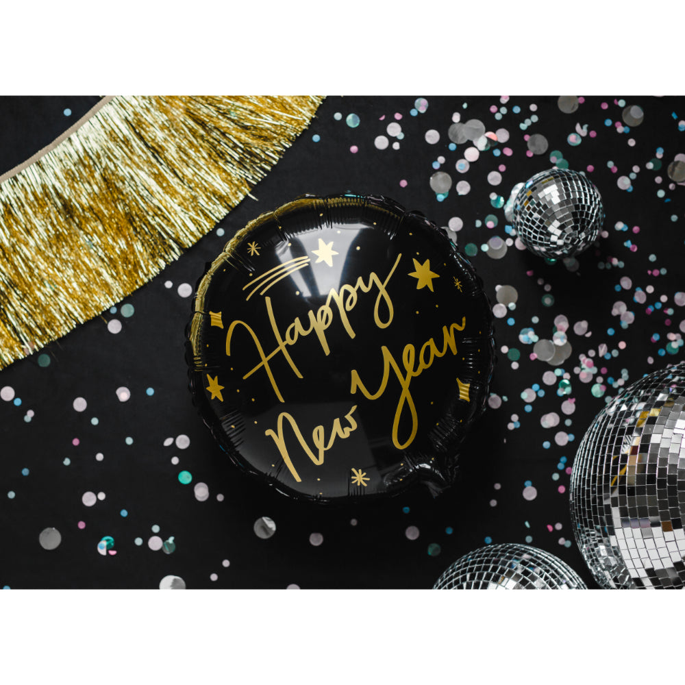 Foil balloon Happy New Year, 45 cm - Black