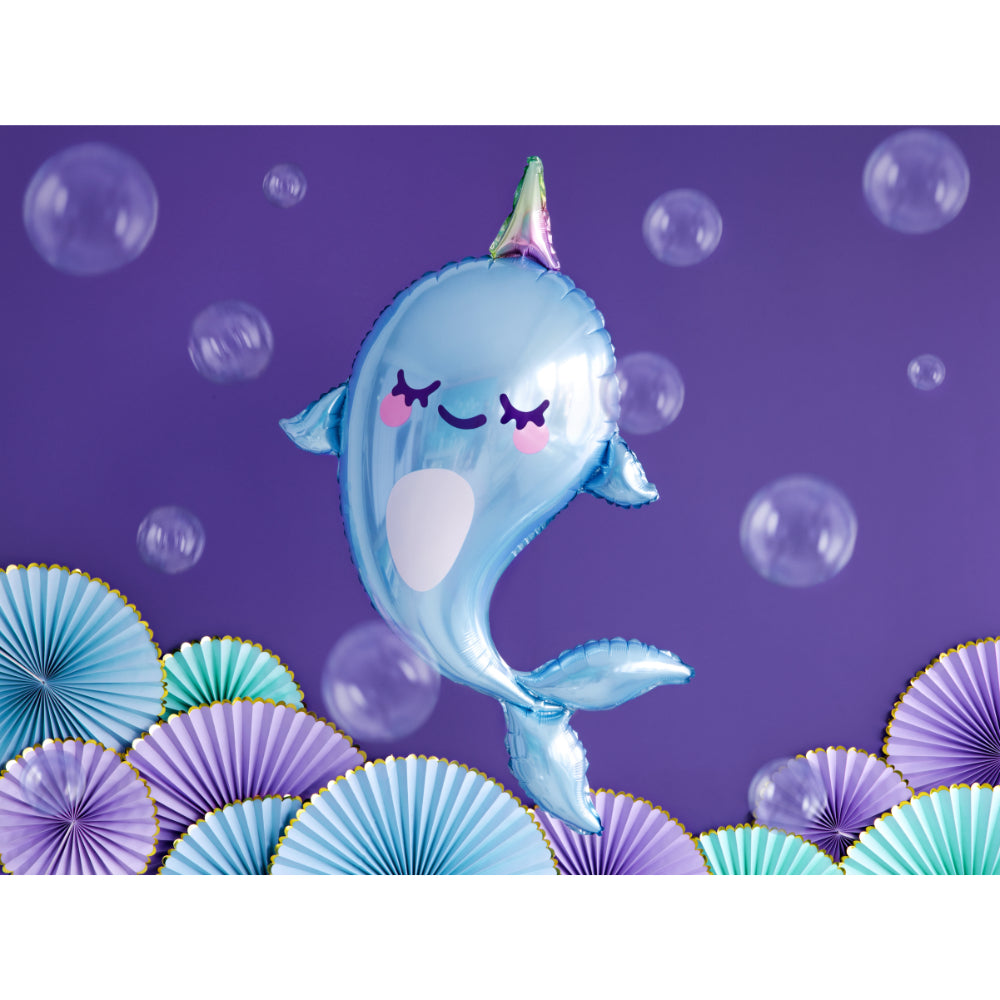 Foil balloon Narwhal, 53x87cm, mix