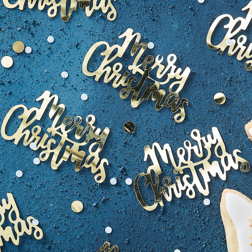 Gold Christmas - Gold Script Confetti