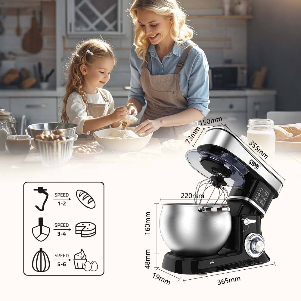 Winning Star 6 Speed Kitchen Stainless Steel Stand Mixer for Baking