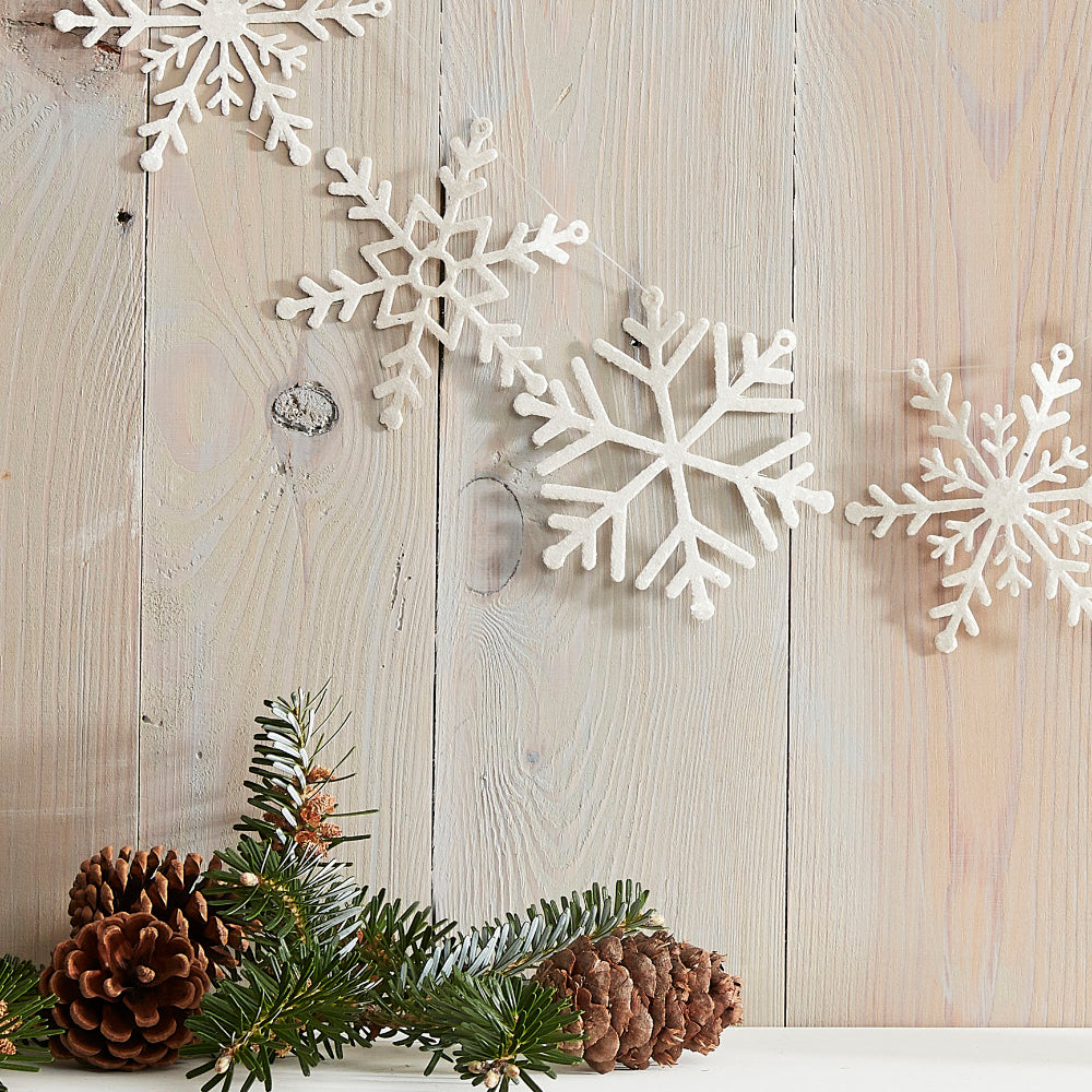 White Glitter Snowflake Garland