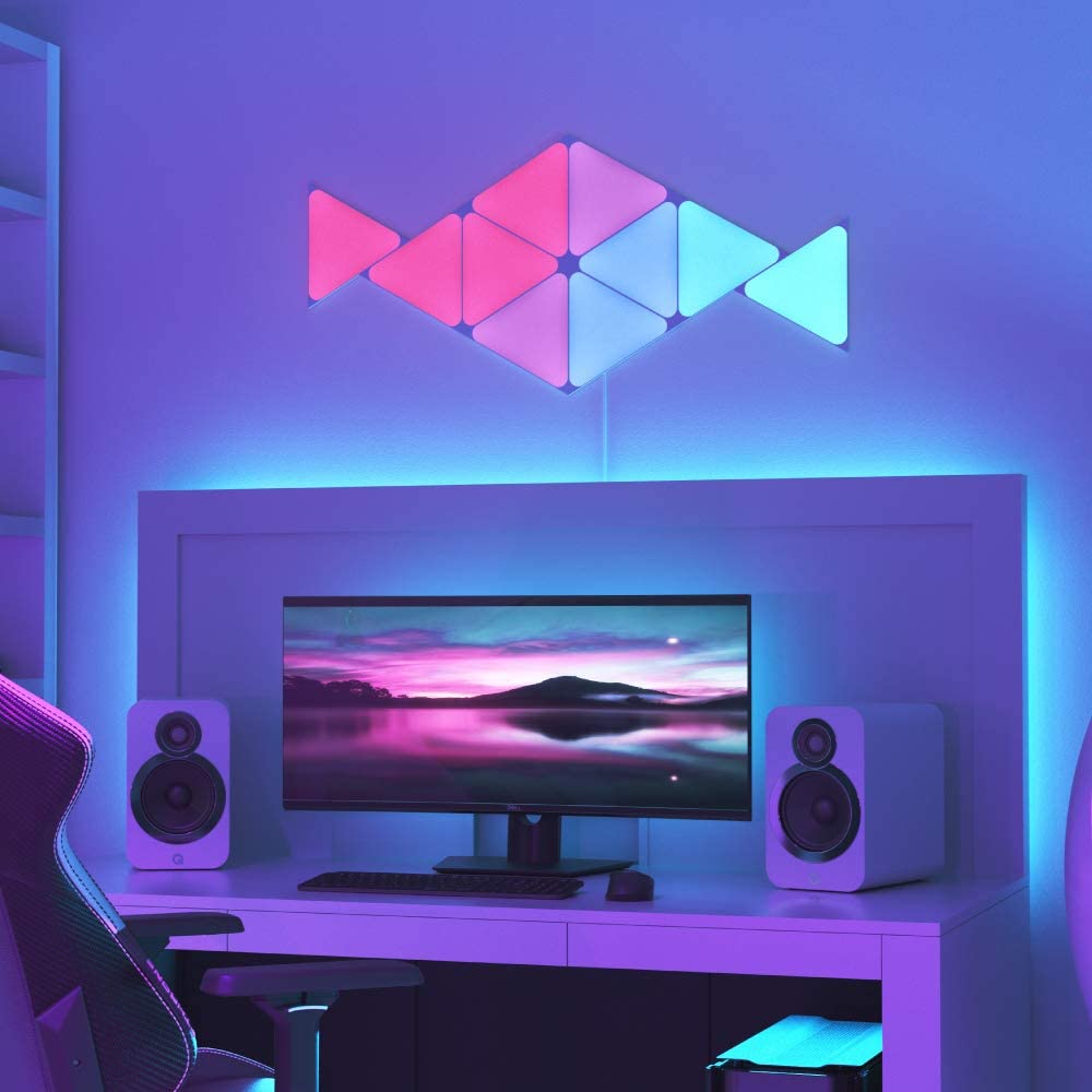 NANOLEAF Shapes Triangles Mini Starter Kit - Smart WiFi LED Panel System w/ Music Visualizer - 5 Pack - White + FREE Installation in UAE