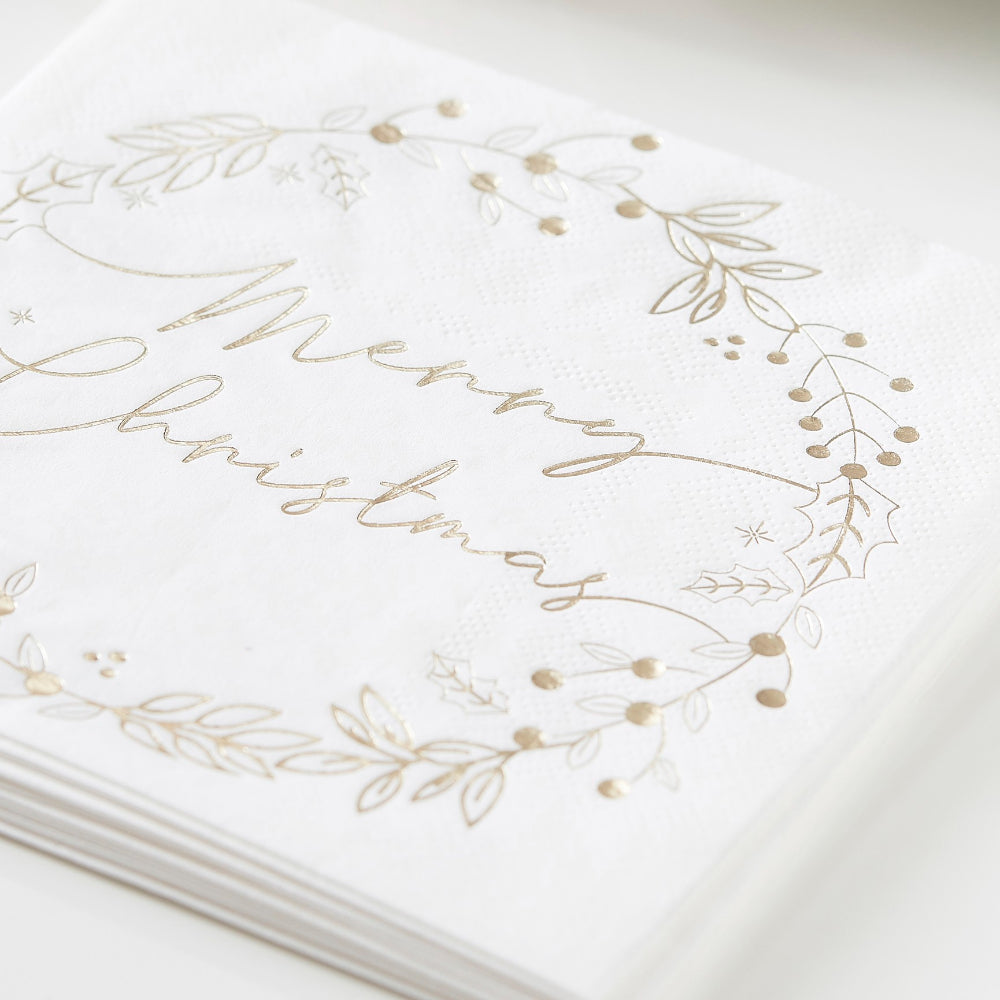 Gold Foiled Merry Christmas Paper Napkin