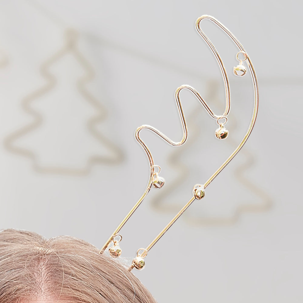 Gold Wire Antler with Bells Headband