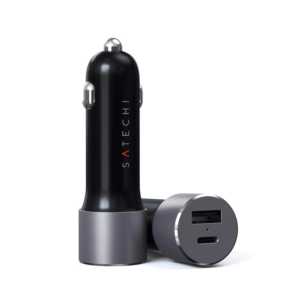 SATECHI 72W PD Dual Port Car Charger (USB-C + USB-A) - Space Gray