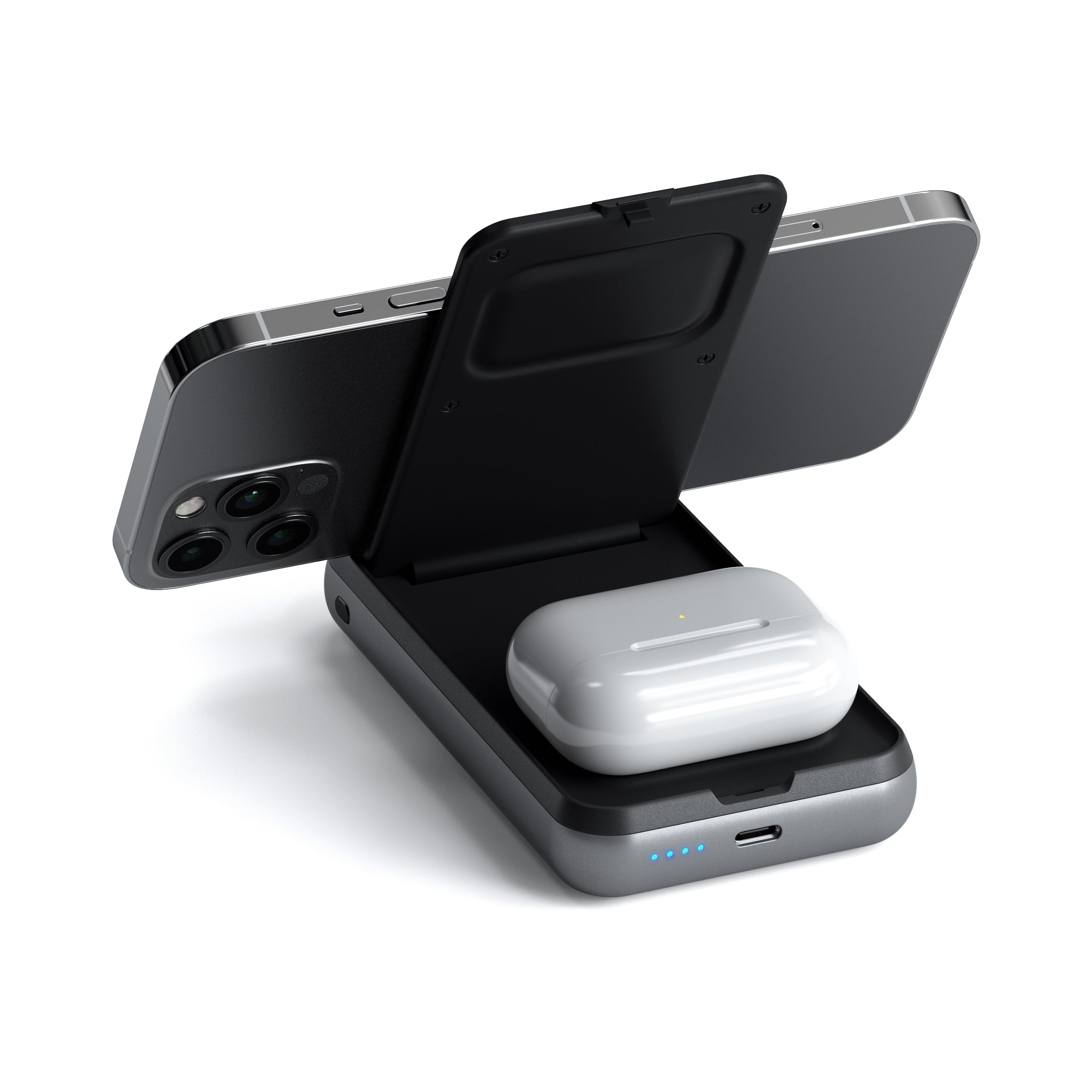 SATECHI Duo Wireless Charger Power Stand & Power Bank - Black