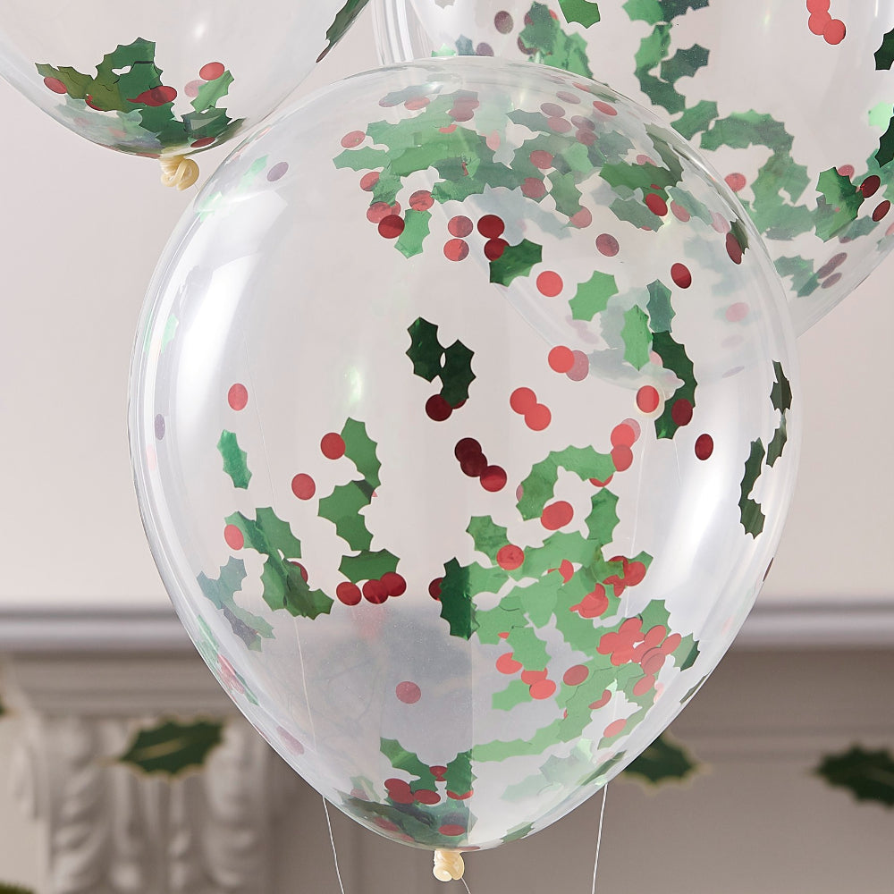 Holly Confetti Balloons