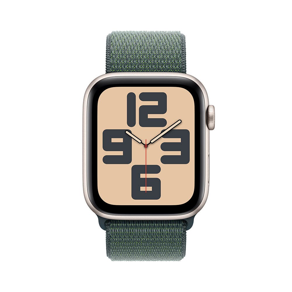 Apple Watch SE Starlight Aluminum Case with Lake Green Sport Loop