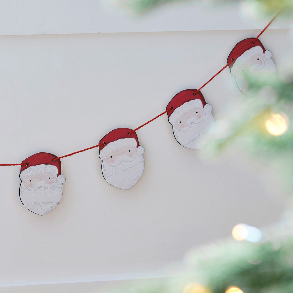 Wooden Santa Bunting