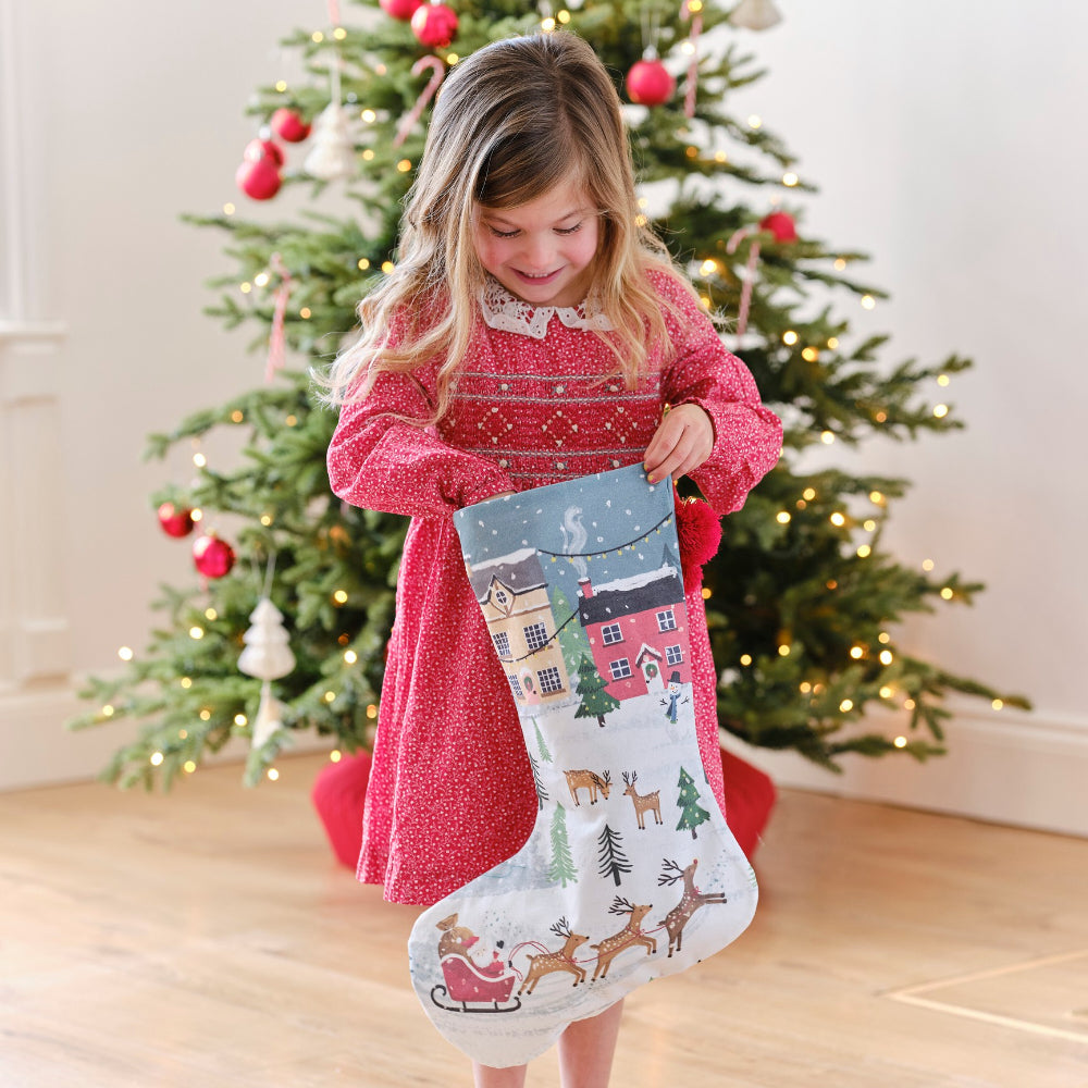 Cotton Stocking - Christmas Scene