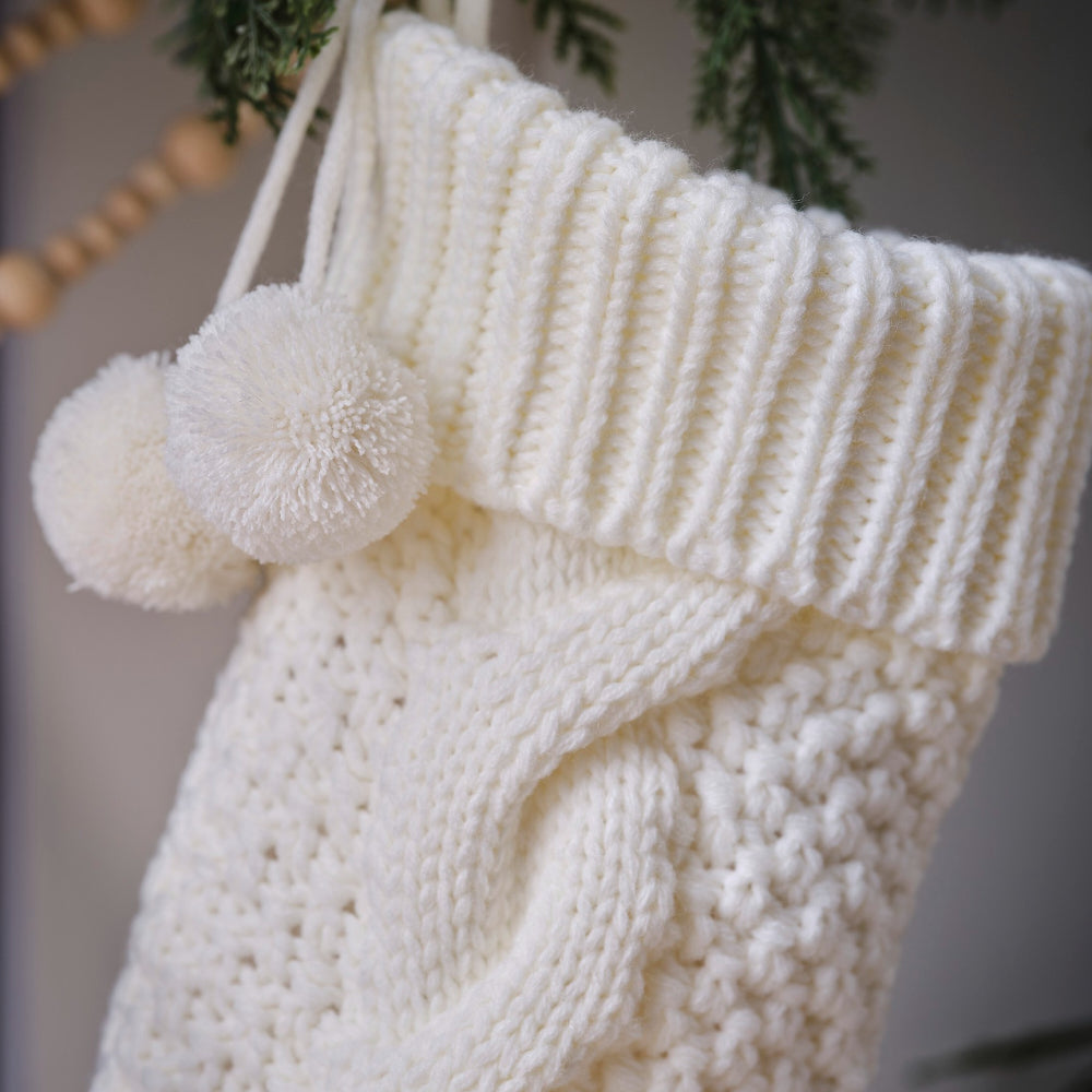 Cream Knitted  Stocking