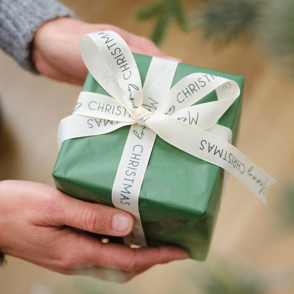 Gift Tags With Wood Icons And Ribbon- White