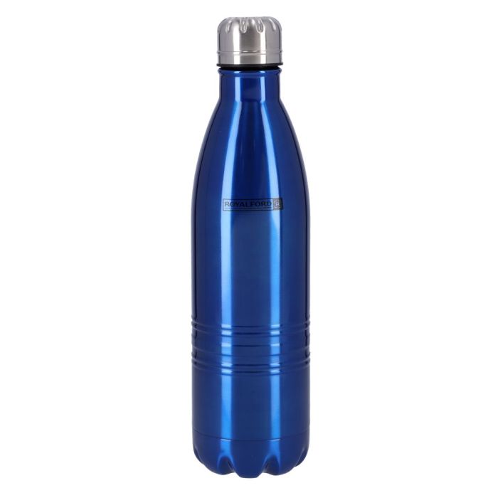 Royalford Vacuum Bottle, Double Wall Stainless Steel Bottle, RF5770BL | 750ml Water Bottle | Leak-Resistant Sports Drink Bottle | Vacuum Insulation Bottle for Indoor/Outdoor Use (Blue)