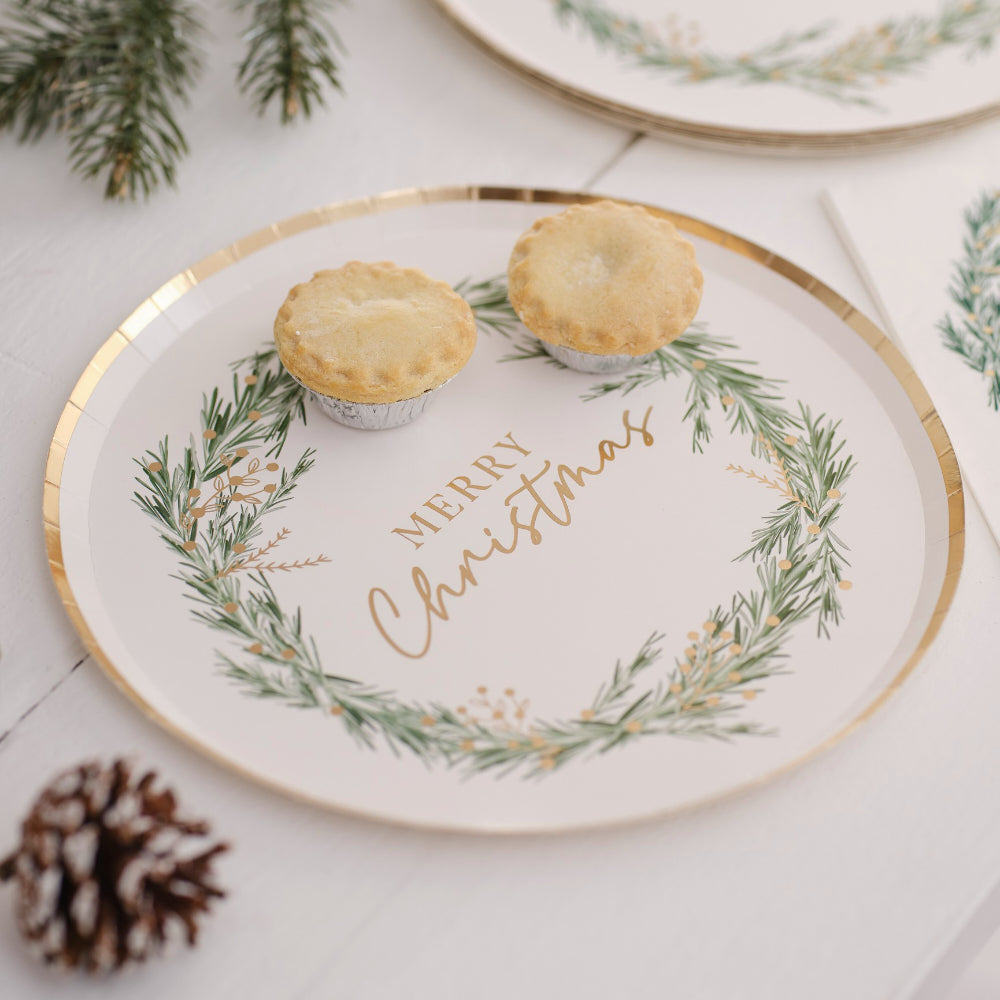 Merry Christmas Wreath Paper Plate