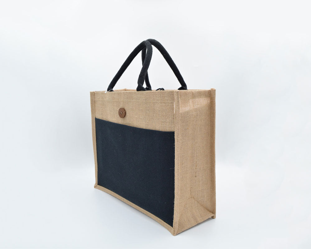 Eco Greeni Laminated Jute Bag - Black - 100 Pcs