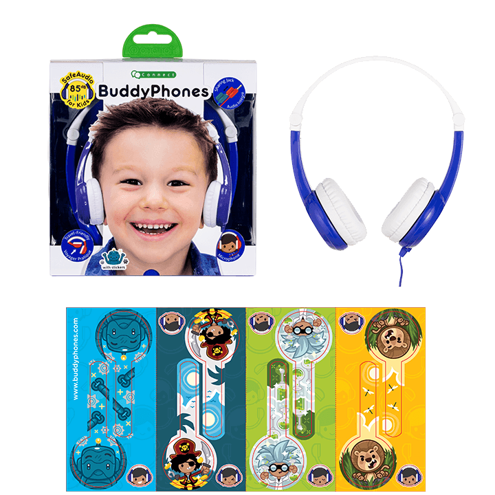 BuddyPhones - Connect On-Ear Wired Headphones Blue